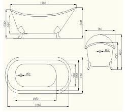 Magliezza Чугунная ванна Maria 170x76 (ножки бронза) – фотография-3